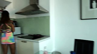 Fried rice and sex at home with cute Thai teen girlfriend