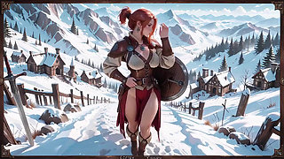 Redhead Warrior in Snow! Forbidden Leather Armor Seduction in Medieval Village. Cold Queen Unzips Her Gear & Goes Wild!