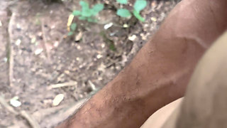 Big dick, male masturbating and ejaculating in a public street.