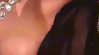 Stockroom Foursome - Platinum Blonde in Fishnets and Busty Brunette in Glasses Take Two Cocks