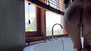 Marseline tops Nigonika's hottest masturbation in bathtub