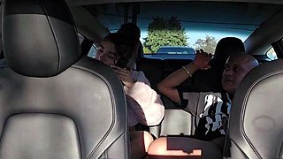 Latina Hooker Rides Bald Dude Hard in Backseat Car