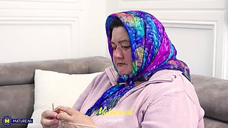 Young Babe Valentina Lapiedra Eats Her Stepgranny Edina's Big Ass In This Old & Young Lesbian Tale