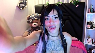 Pink pussy busty babe solo toy vibration during masturbation