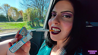 I Smoke 2 Cigarettes in the Car and Show My Hot Body 4