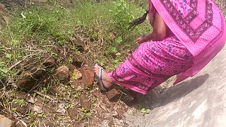 Big Boobs Priyanka Tamil Aunty Cleaning the Garden