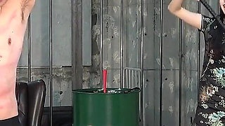 Female Boss of a Dark Organization Gets Pussy Wet While Whipping and Dripping Hot Wax on a Refusing to Confess Investigator