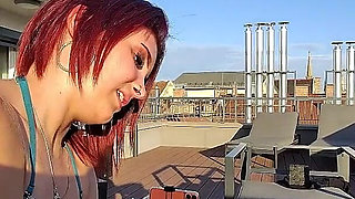 Incredibly Hot and Intense Open Air Sloppy Handjob with Oil and Balls Massage From a Real Amateur College Girl with Lots of Cum