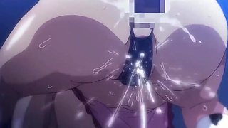 Sex addicted brunette gets creampied every time she has sex, hentai
