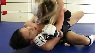 Toned Tommi vs Kyle: MMA Bout: Blonde, Mature  Mixed Wrestling Porn