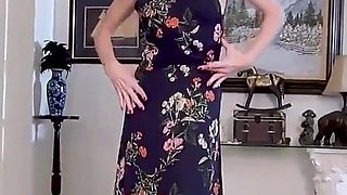 Fitness Crazed MILF Ciel From the Usa Slides Out of Her Evening Dress and Rubs Her Inviting Cunt