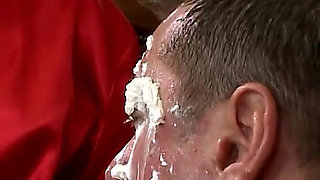 Submissive Slave Covered in Messy Delight
