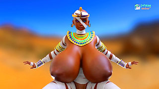 Ancient Mummy Queen with Massive Heavy Hanging Tits Takes Her Worshipper Through Multiple Positions for Desert Breeding