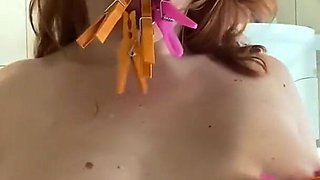 Clothespins, Spit, Licking Toilet and Floor Masturbation