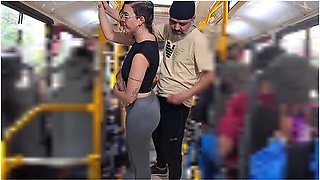 Slutty Student Gets Cumshot In Public On The Bus