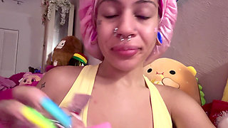 Helium Balloon Voice Changing Boob Flashing Teen Bimbo Whore Acting Silly with High Voice After Inhaling Helium Balloons Teasing
