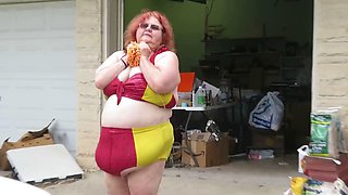 Hot Mature BBW Redhead Nurse Vicki Washes Her Car!