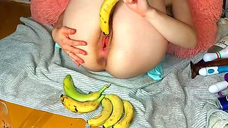 MaksDana33 Banana Fuck! Hardcore Fisting & Extreme BDSM with Three Bananas in Ass