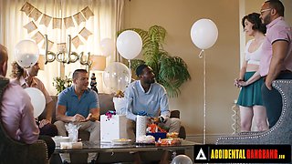 Brunette Casey Calvert DP fucked in steamy accidental gangbang