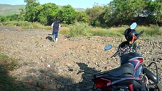 Amateur teen giving handjob to this lucky guy