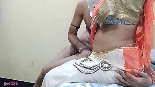 Very hotness Indian Bride cheat, Hot Stepson wife puspa saree sex make father in law hard missionary dogging style chudai video