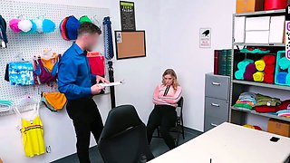 Curvy platinum-blonde teenager rails securitys ginormous