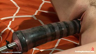 Lesbians nailing double ended machine