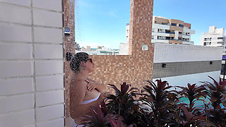 stepMom seduced her stepson in a public pool & blowjob