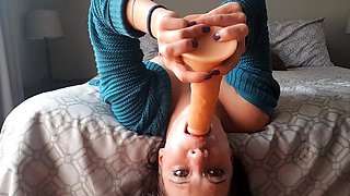 Extreme Dildo Facefuck Solo Female BDSM Fun