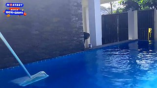 ! Two College Girls Pay Pool Boys For Raw Sex
