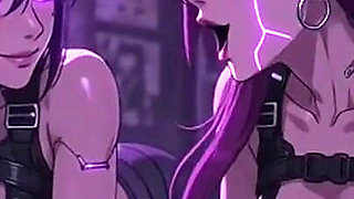 Cyberpunk Fun Girls in Their Room, Ai Animation