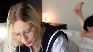Schoolgirl Takes a Break from Studying - Pussy Licked and