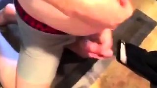 Big-cock amateur gets a blowjob from his buddy and cums hard