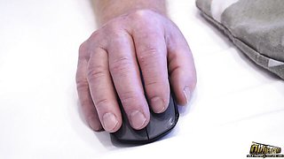 He Was Just Watching Porn Until a Hot Blonde Walked In and Asked to Get Fucked