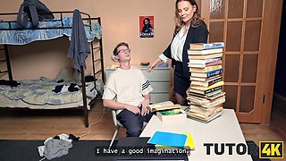 Tutor4k. naughty teacher with Huge Breasts is hardcore will College Students in the dorm