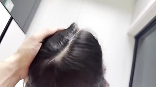 Asian Maid In Pink T-back Seduced Stepdaddy To Fuck In The Kitchen, Pussy Dripping