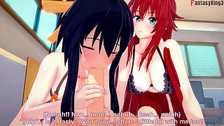 Akeno and Rias Surprise me whit a double blowjob - DXD NTR Madness Series