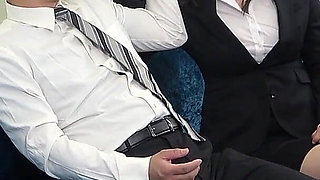 Pervert on Train Is Fended off, Female Office Worker Fends off by Slap, Trample Faces and Dick with High Heels and Facesitting