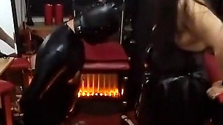 Latex Domme MILF Tramples Slave Dripping in Sweat