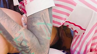 Alternative Costume Anal 4-some - 2 on 2 Double Penetration, Facefucking and Facial Cumshot Action