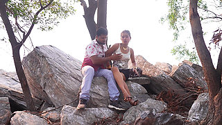 Couple Enjoy in River and Mountain