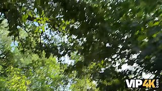 Vip4k. gorgeous redhead Miss Olivia flashed her crimson underwear and pounded in public in front of her bf