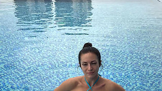 Pool Spit on Boobs with Ahegao Face