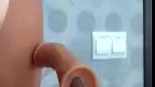 Fucking Machine Pleasures Her Cunt and Anal, Squirting Hard