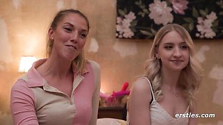 A Sexy Card Game Turns Into a German Lesbian Foursome With Spanking, Dildos and Fingering
