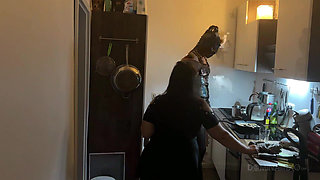 Dominant MILF Stretches Latex Sub's Ass Wide in Kitchen