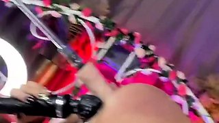Very dirty double squirt in slut's dirty mouth
