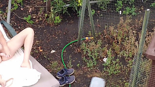 Voyeur with Drone Watches Me in the Garden Playing with Myself