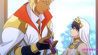 Titan dominates bride in bed after erotic anime feast