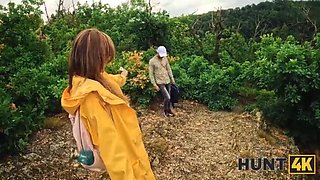 HUNT4K: Naked Stranger with Nice Boobs Fucked Hard in Forest - Outdoor Sex with Spanish Girl